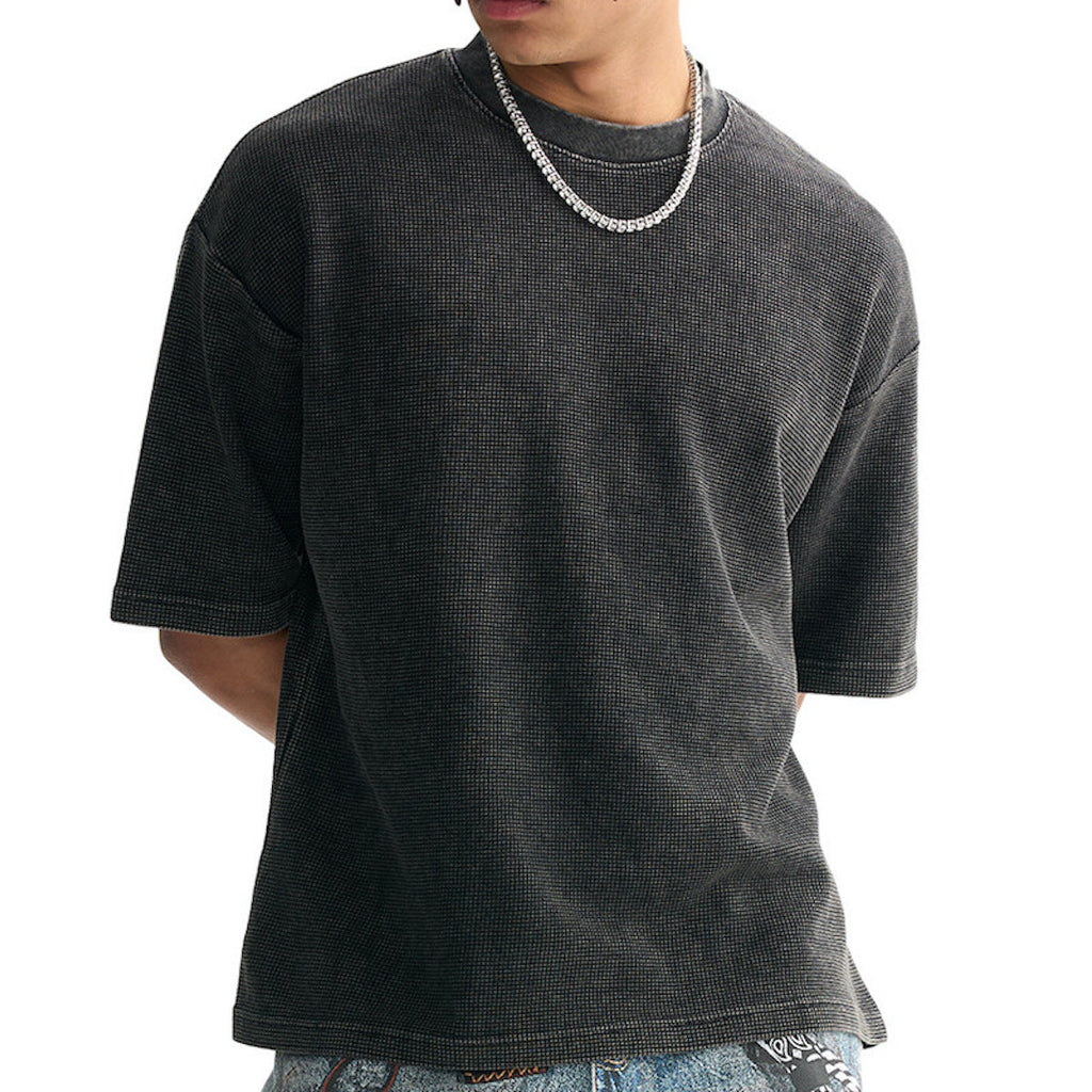 Leader Heavyweight Waffle-Texture Washed Cropped Boxy T-Shirt