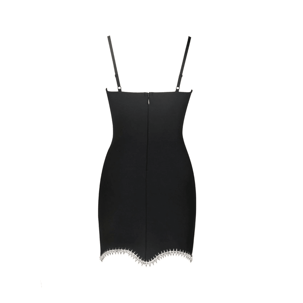 Manetica Black Bow Mini Dress with Diamonds