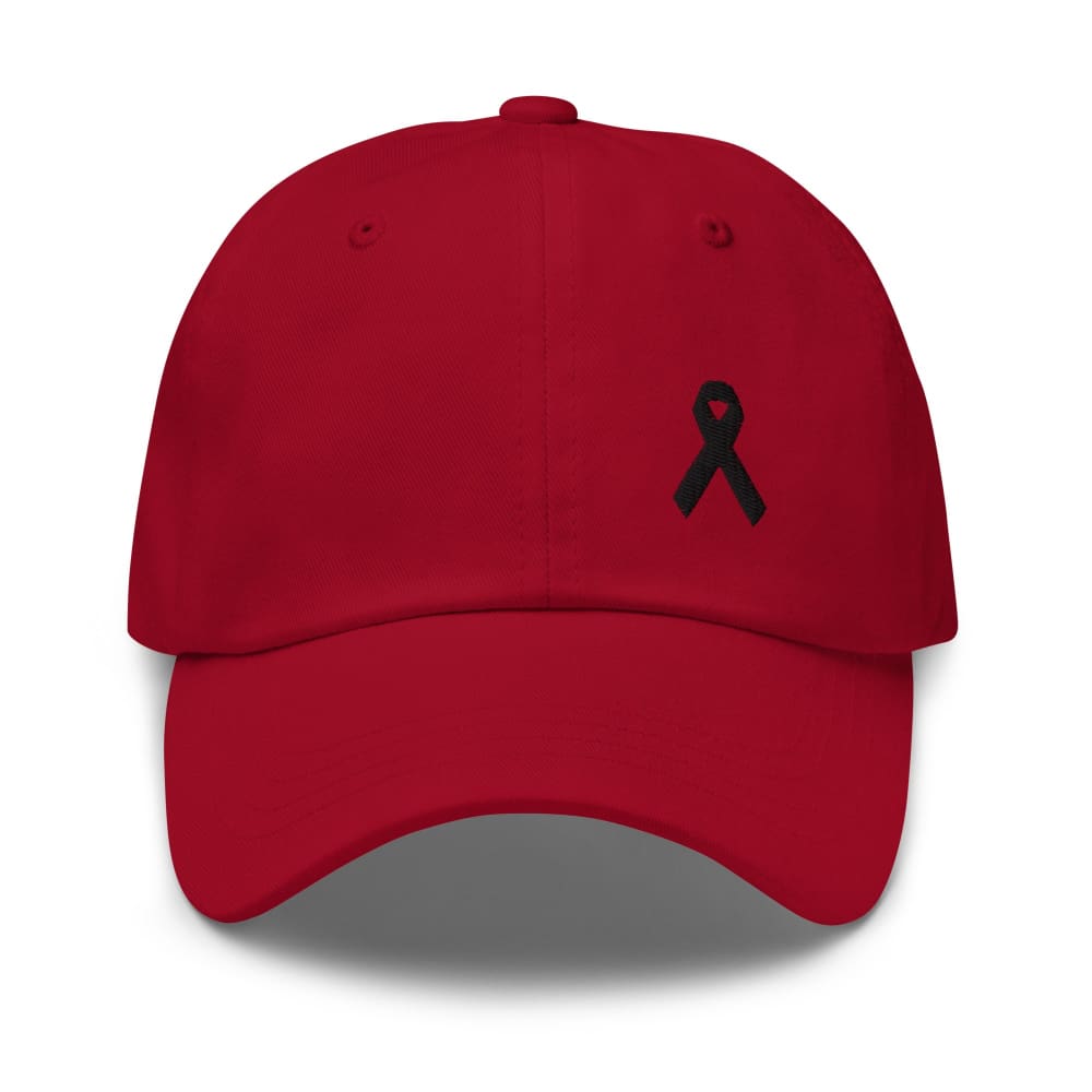 Melanoma and Skin Cancer Awareness Dad Hat with Black Ribbon