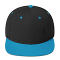 Melanoma and Skin Cancer Awareness Flat Brim Snapback Hat with Black Ribbon