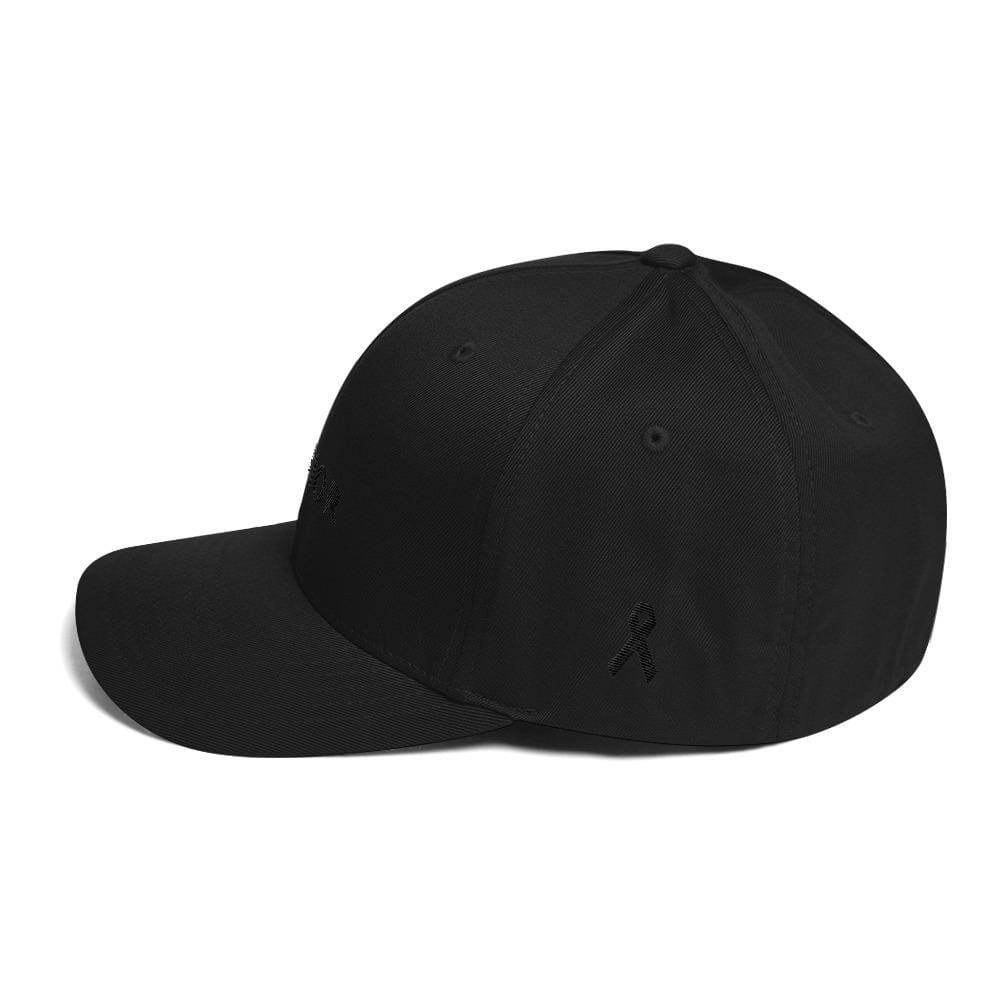 Melanoma and Skin Cancer Awareness Twill Fitted Hat - Warrior & Black Ribbon