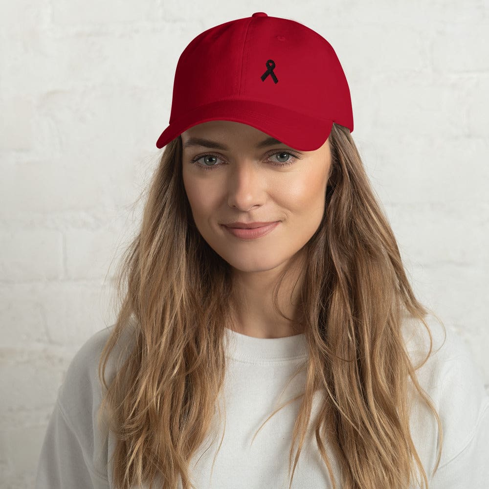 Melanoma & Skin Cancer Awareness Dad Hat with Black Ribbon