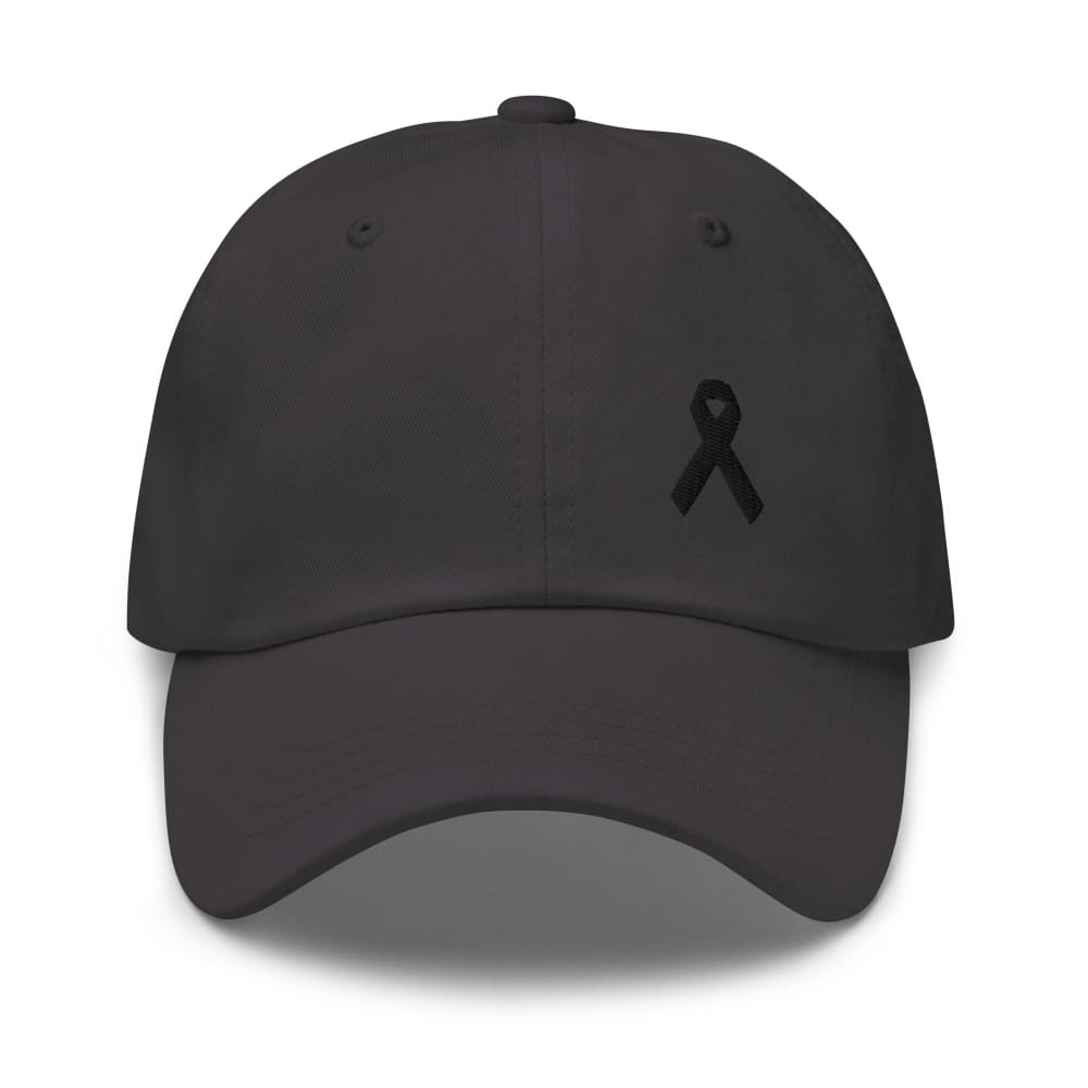 Melanoma & Skin Cancer Awareness Dad Hat with Black Ribbon