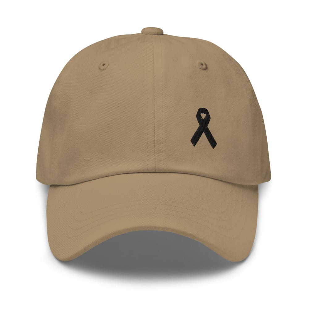 Melanoma & Skin Cancer Awareness Dad Hat with Black Ribbon