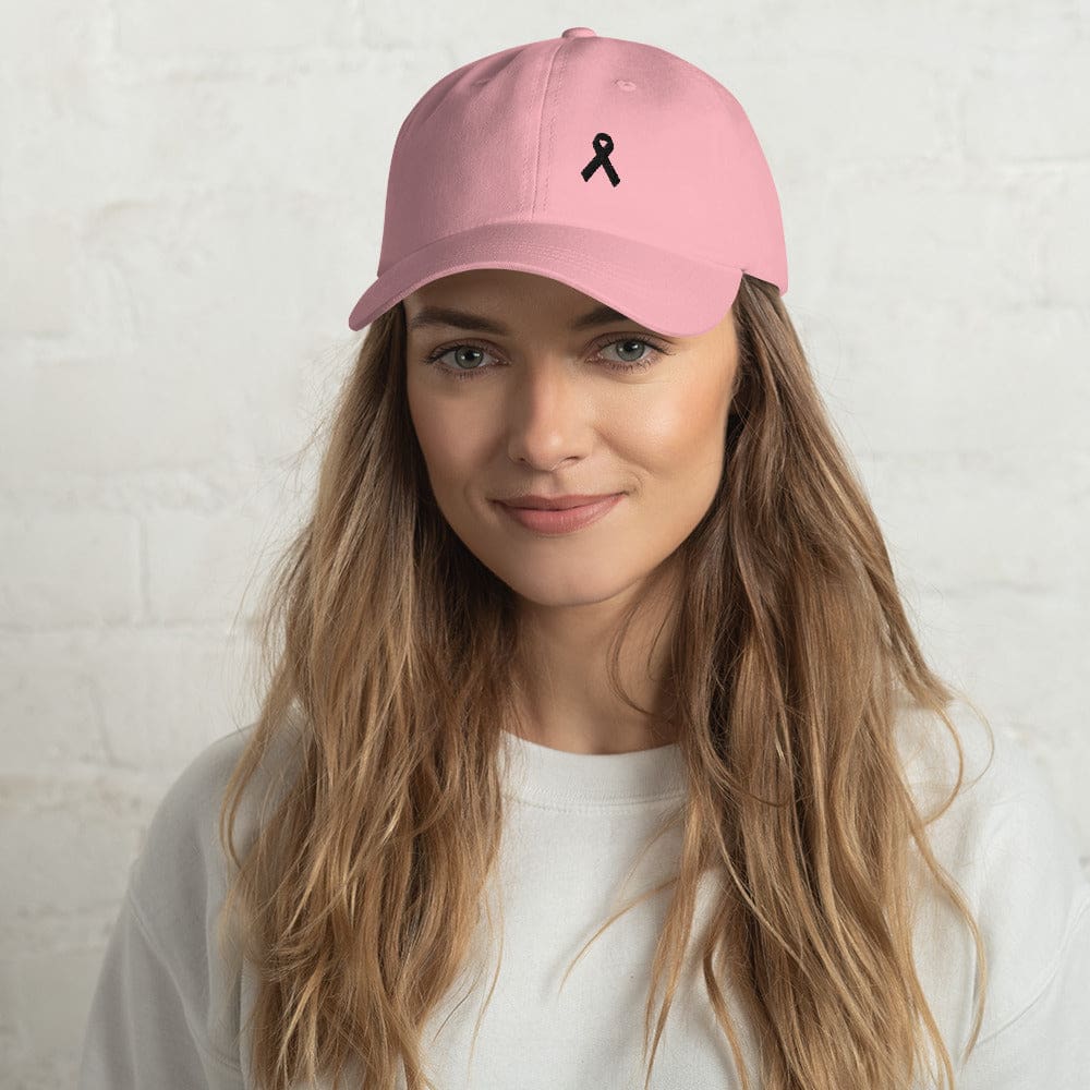 Melanoma & Skin Cancer Awareness Dad Hat with Black Ribbon