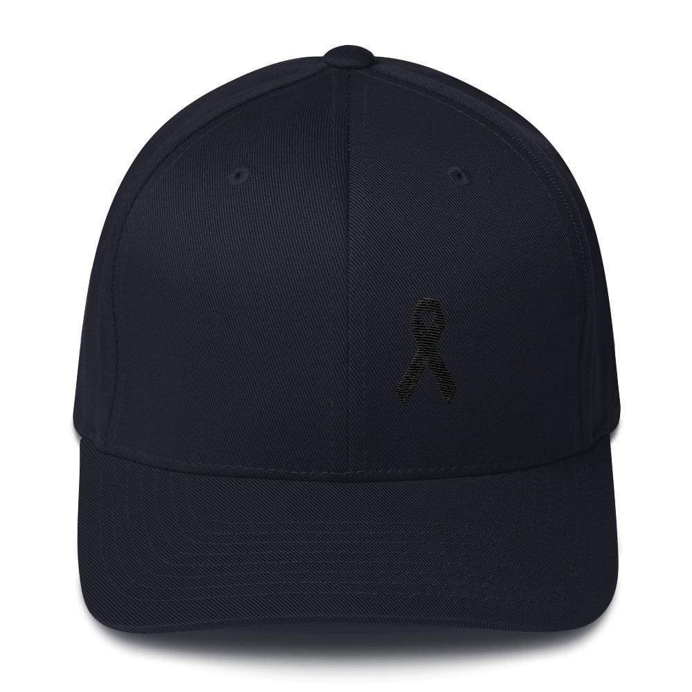 Melanoma & Skin Cancer Awareness Twill Fitted Hat with Black Ribbon