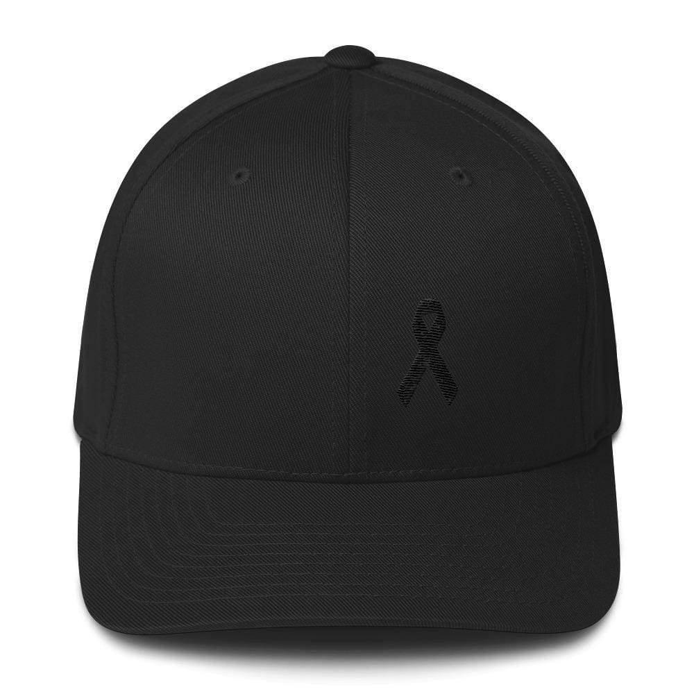 Melanoma & Skin Cancer Awareness Twill Fitted Hat with Black Ribbon
