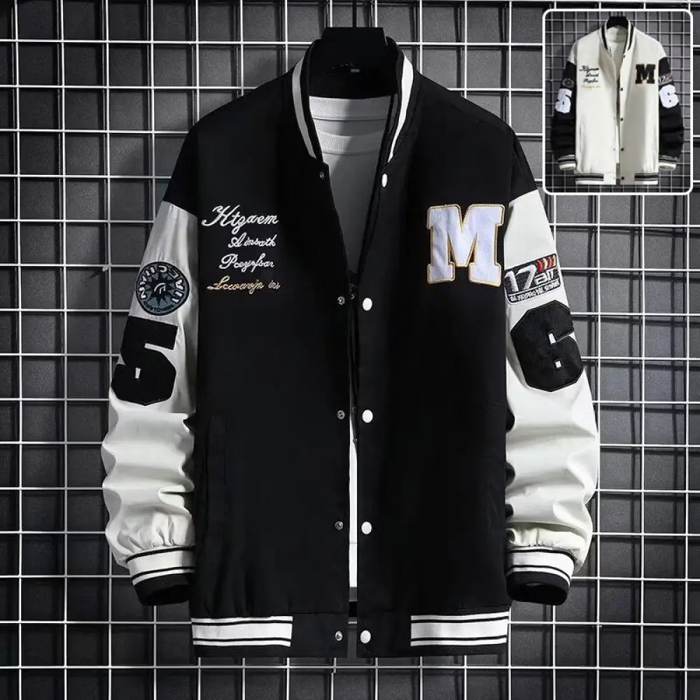 Men's Urban Letter Print Streetwear Varsity Jacket