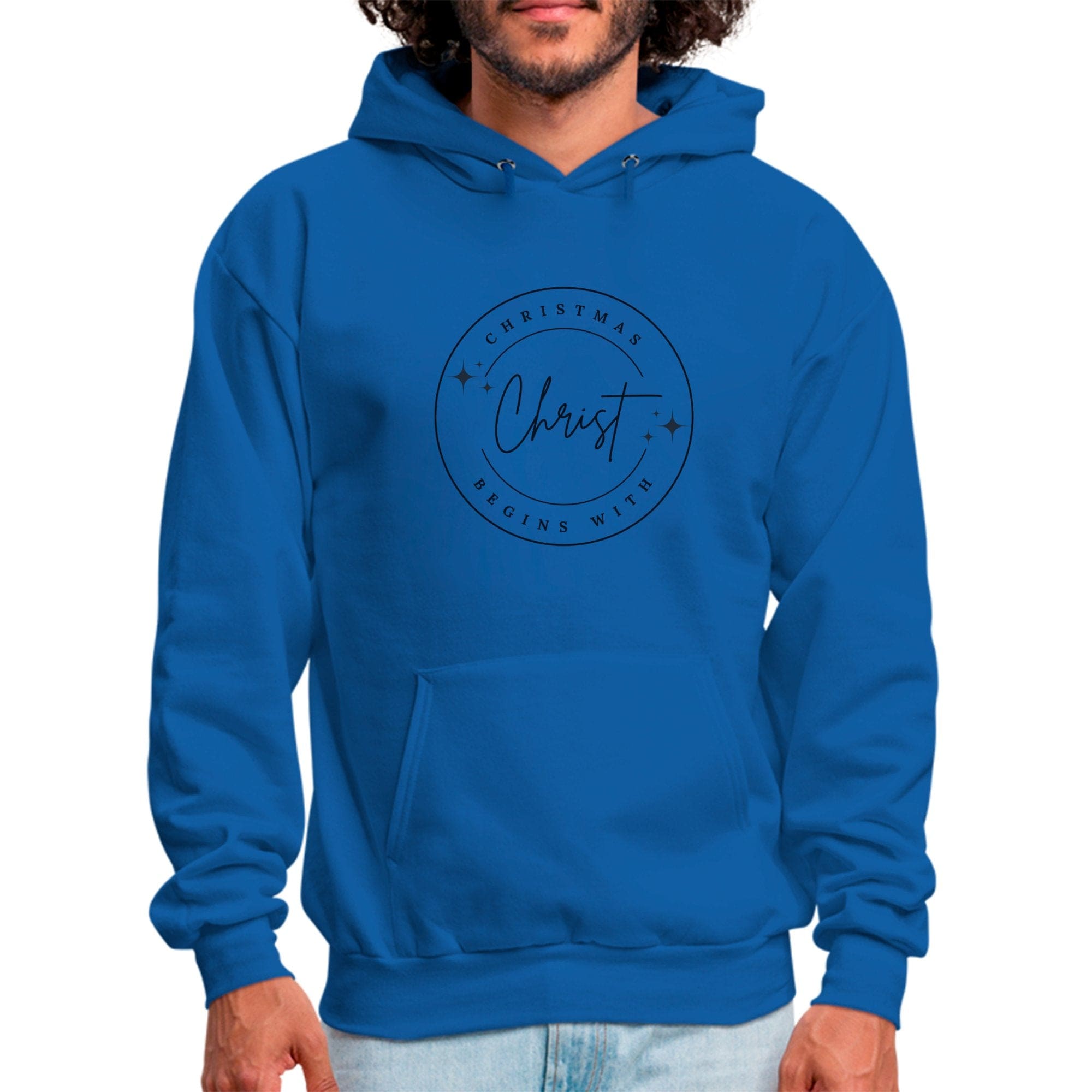 Mens Graphic Hoodie - Christmas Begins with Christ