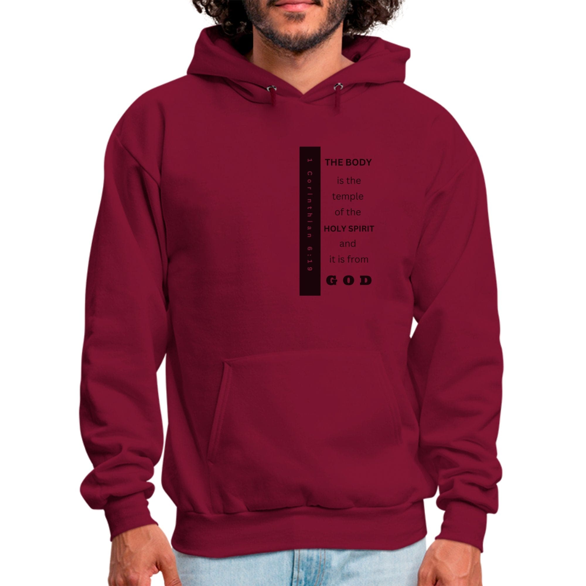 Mens Graphic Hoodie - the Body is the Temple of the Holy Spirit