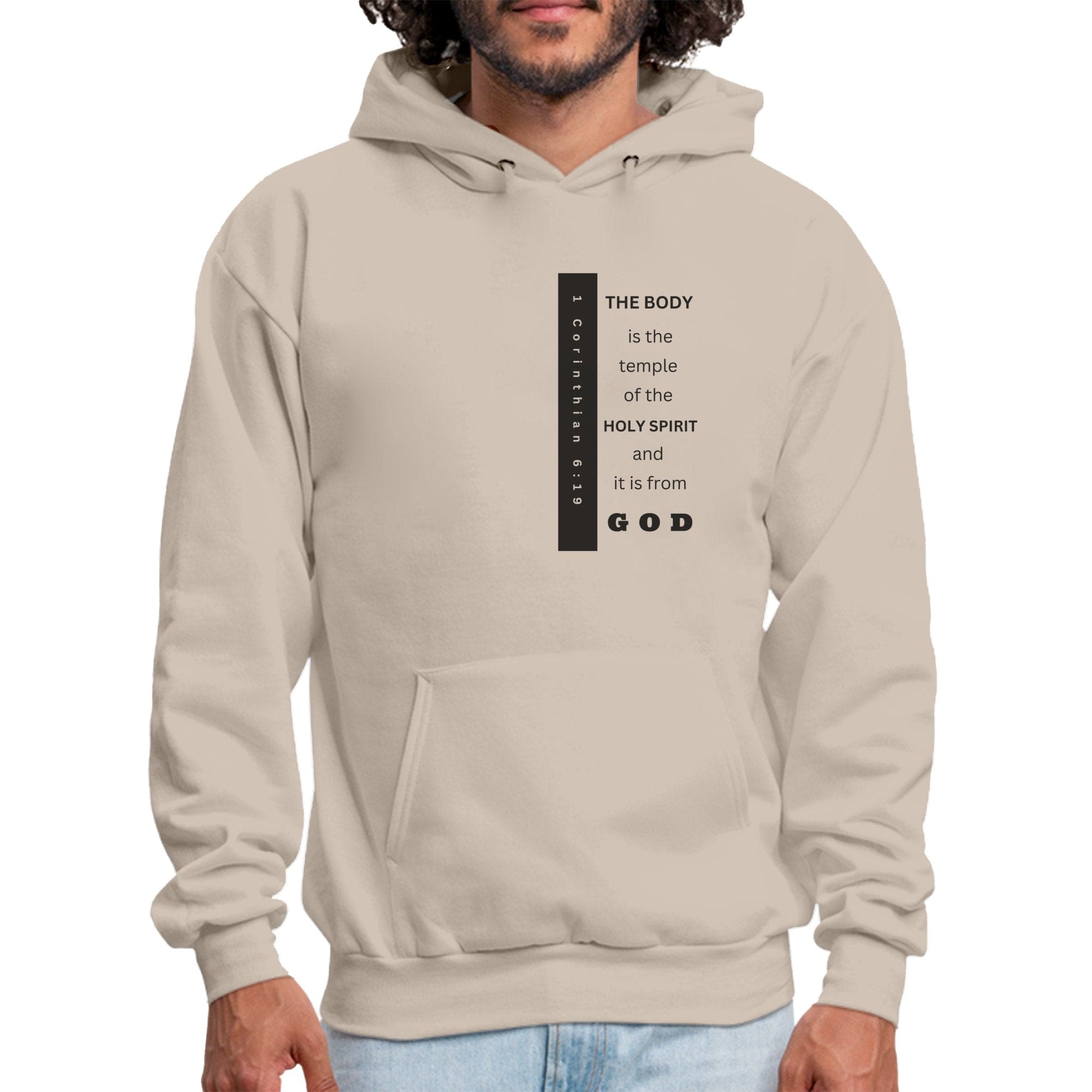 Mens Graphic Hoodie - the Body is the Temple of the Holy Spirit