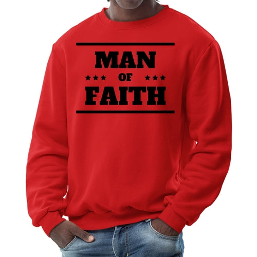 Mens Graphic Sweatshirt - Man of Faith Black Illustration