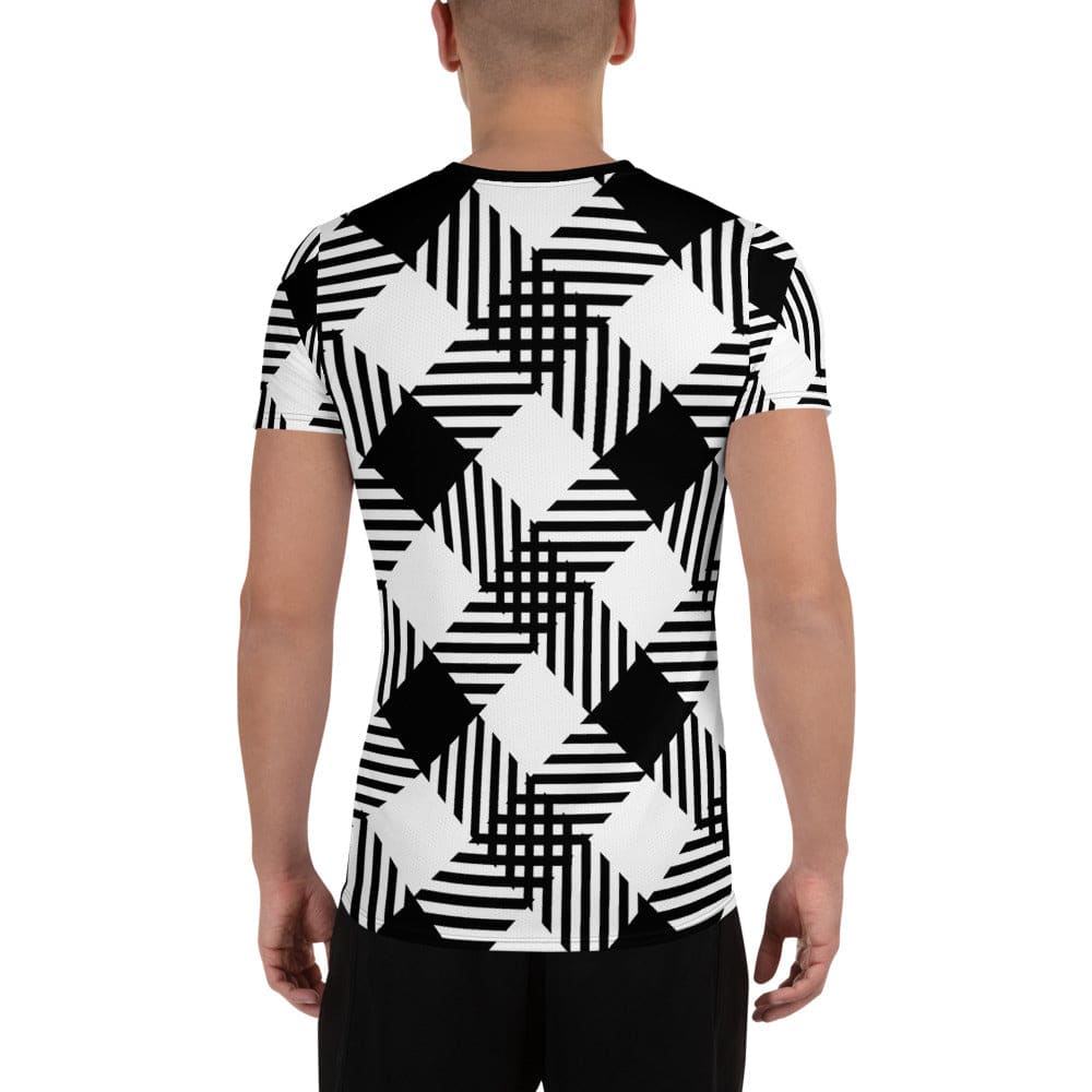 Mens Performance Sport T-shirt - Black and White Plaid Print
