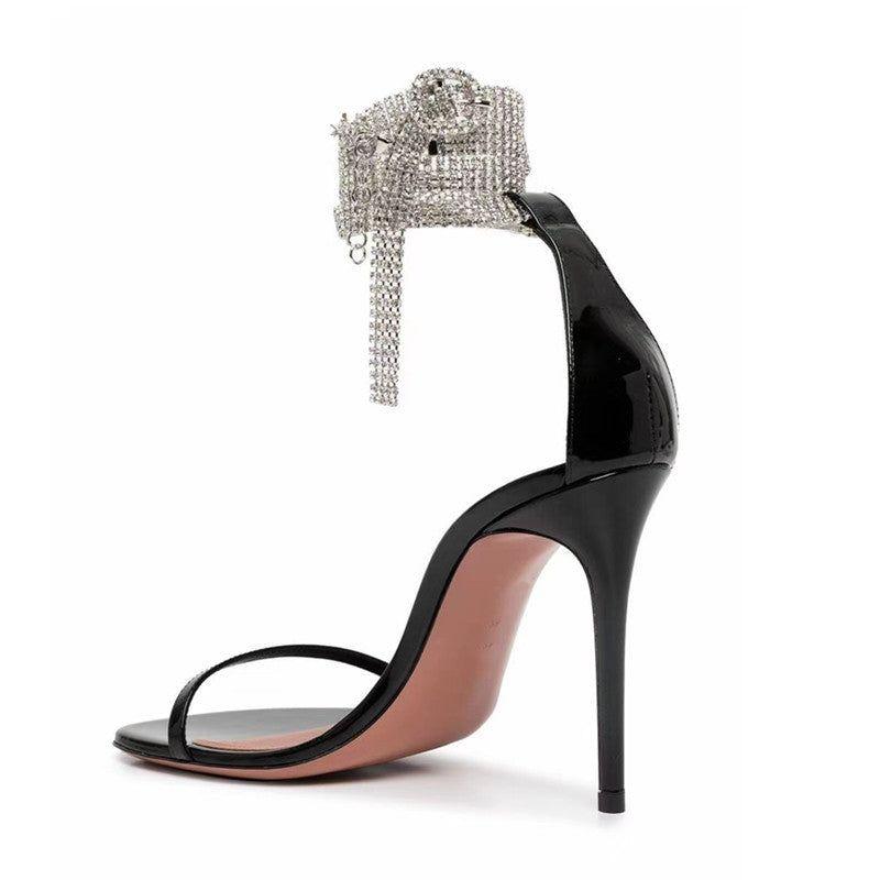 Gossip Girls Black Diamond Chain Sandals