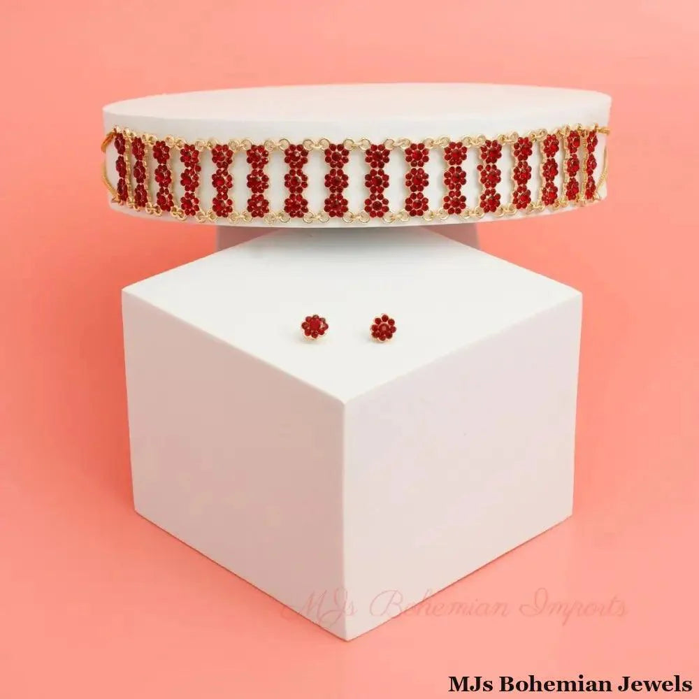 Metal Stone Choker Set