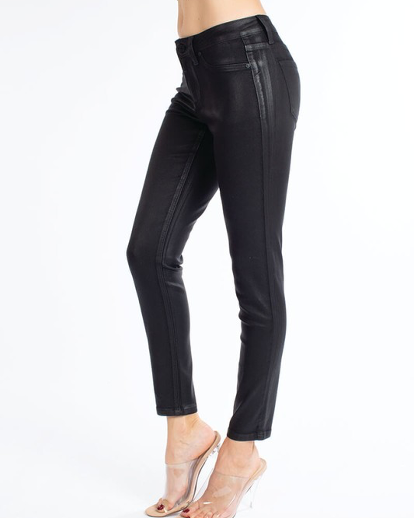 Mid Rise Coated Denim Super Skinny