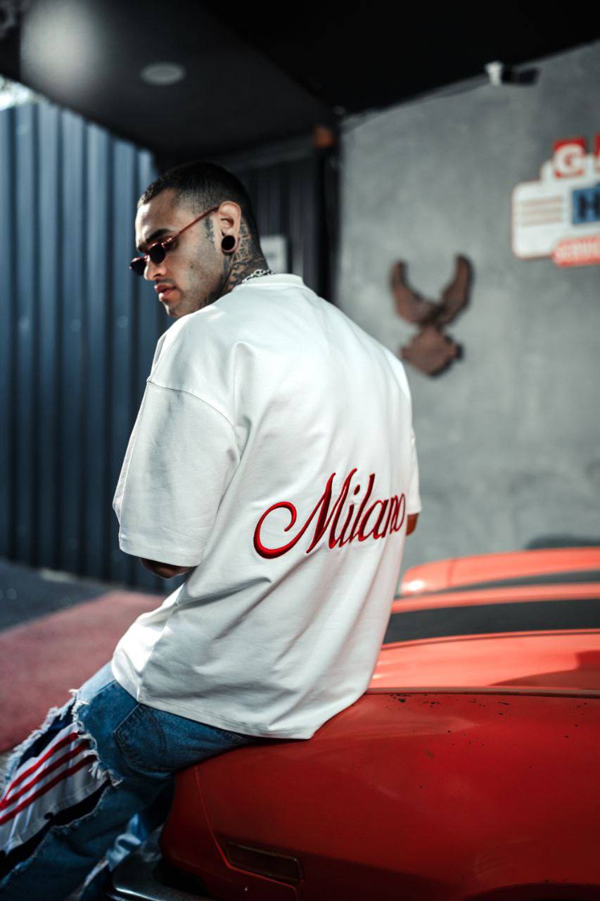 Men's Oversize 'Milano' Embroidered T-Shirt - Streetwear Designer Tee