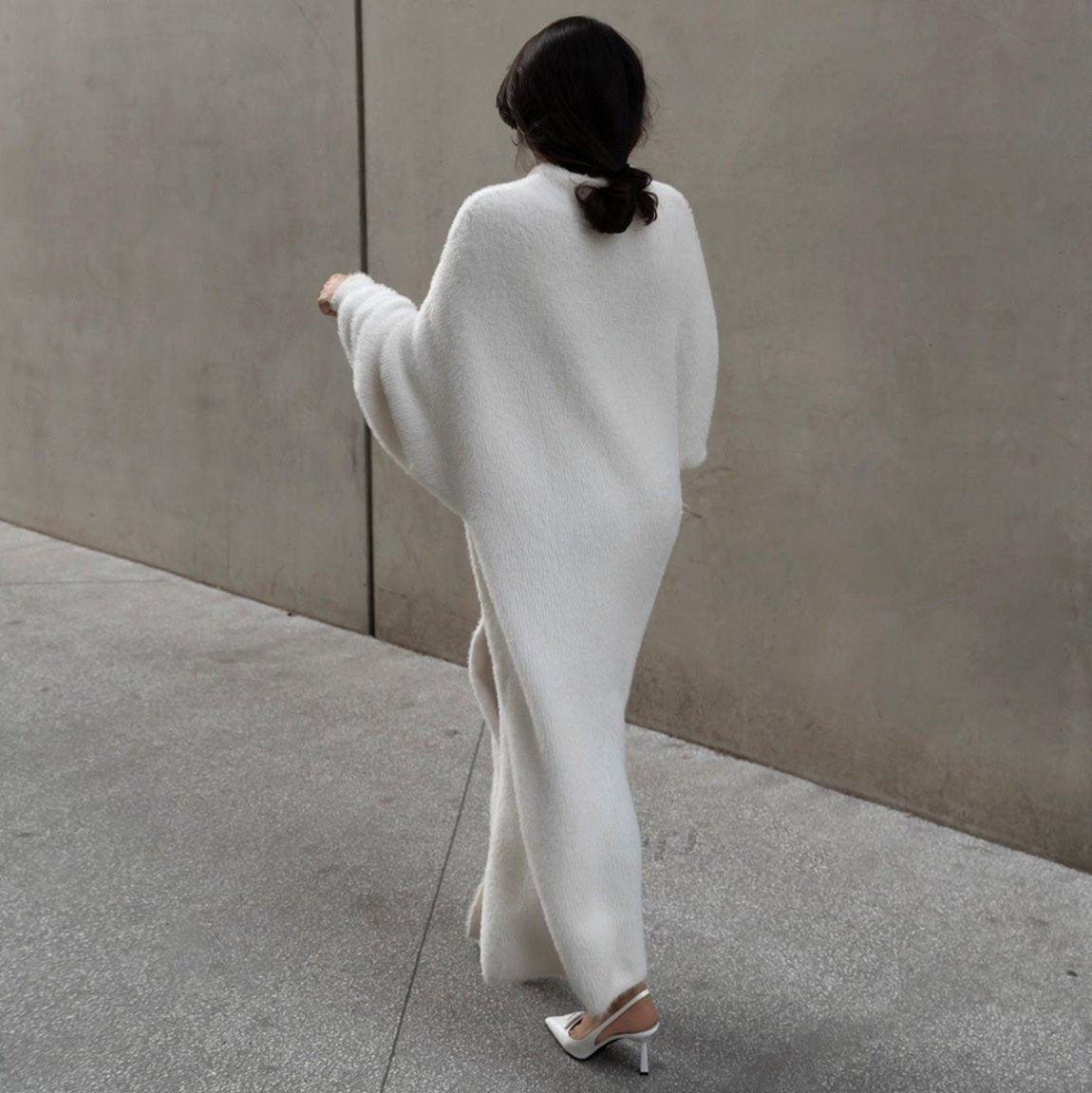 Misty White Oversize Long Sleeve Cardigan