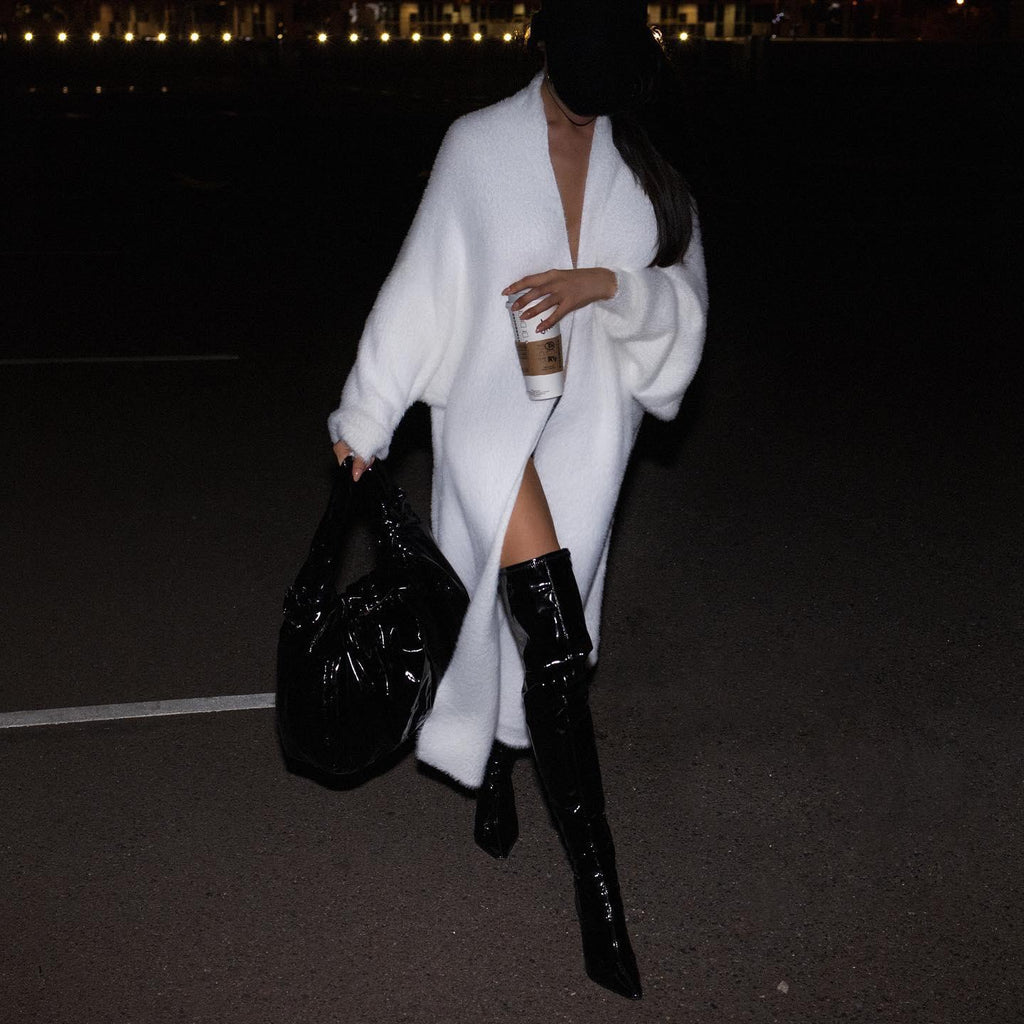 Misty White Oversize Long Sleeve Cardigan