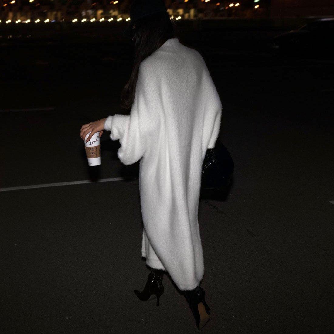 Misty White Oversize Long Sleeve Cardigan