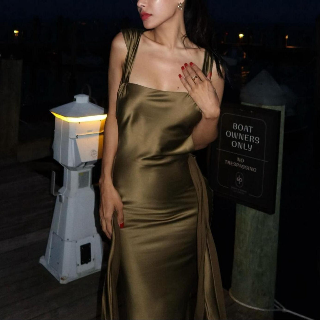 Modern Edge Slip Satin Maxi Dress