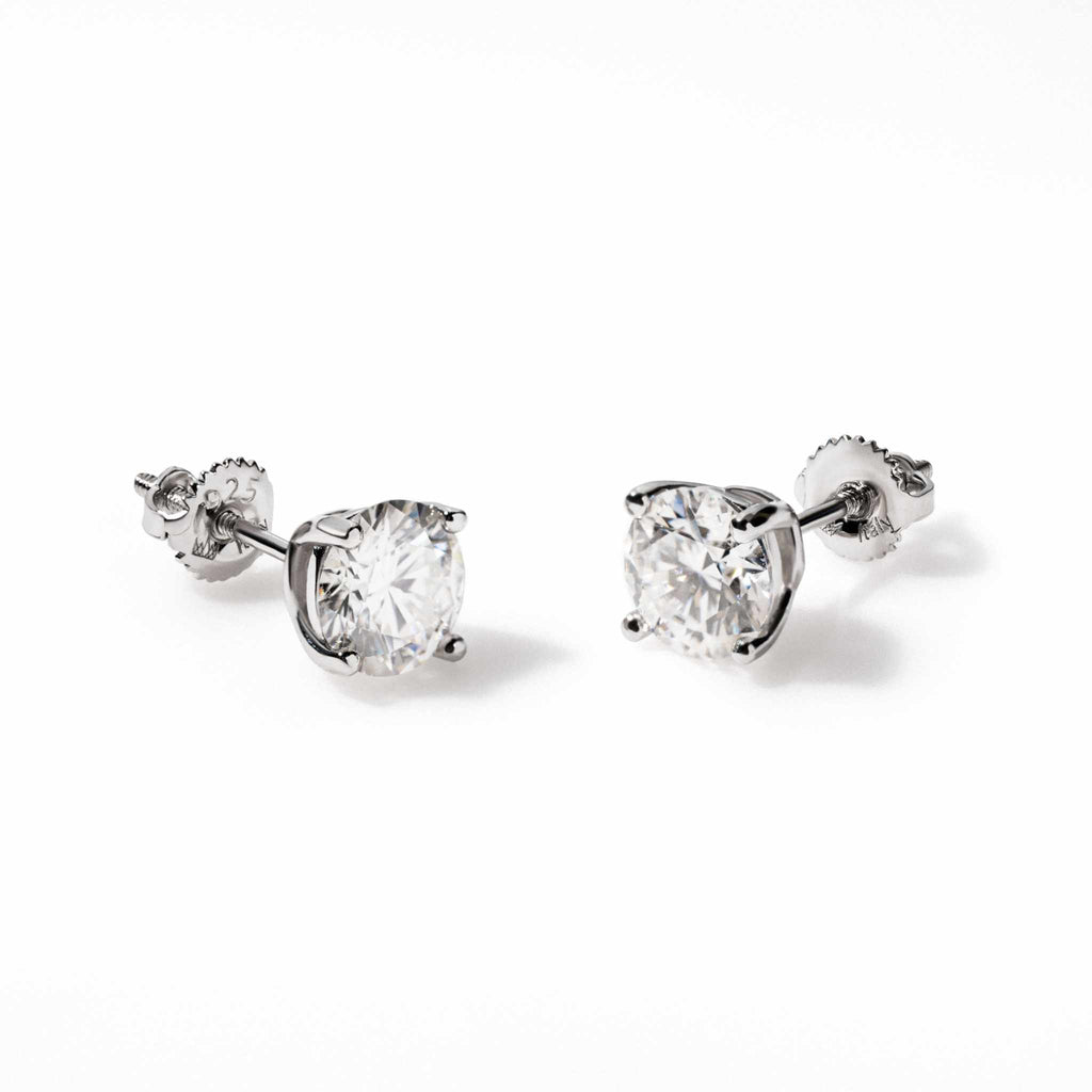 Moissanite Stud Solitaire Earrings in 925 Sterling Silver