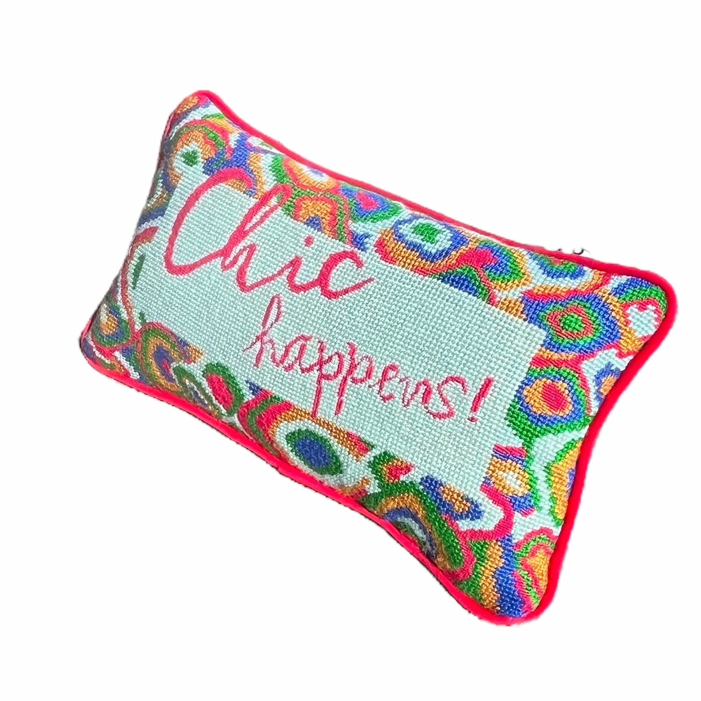 Chairish x Mommani Threads needlepoint CHIC HAPPENS!