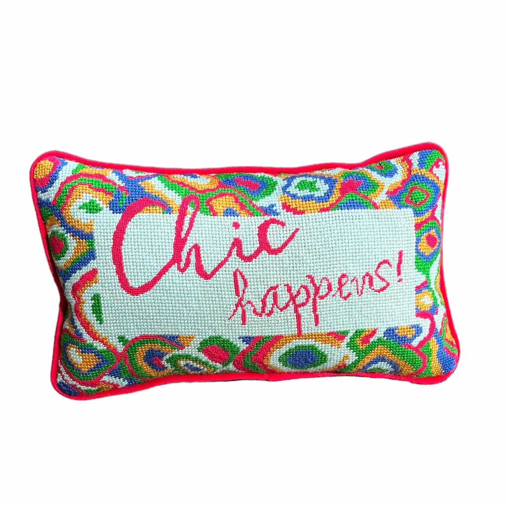 Chairish x Mommani Threads needlepoint CHIC HAPPENS!