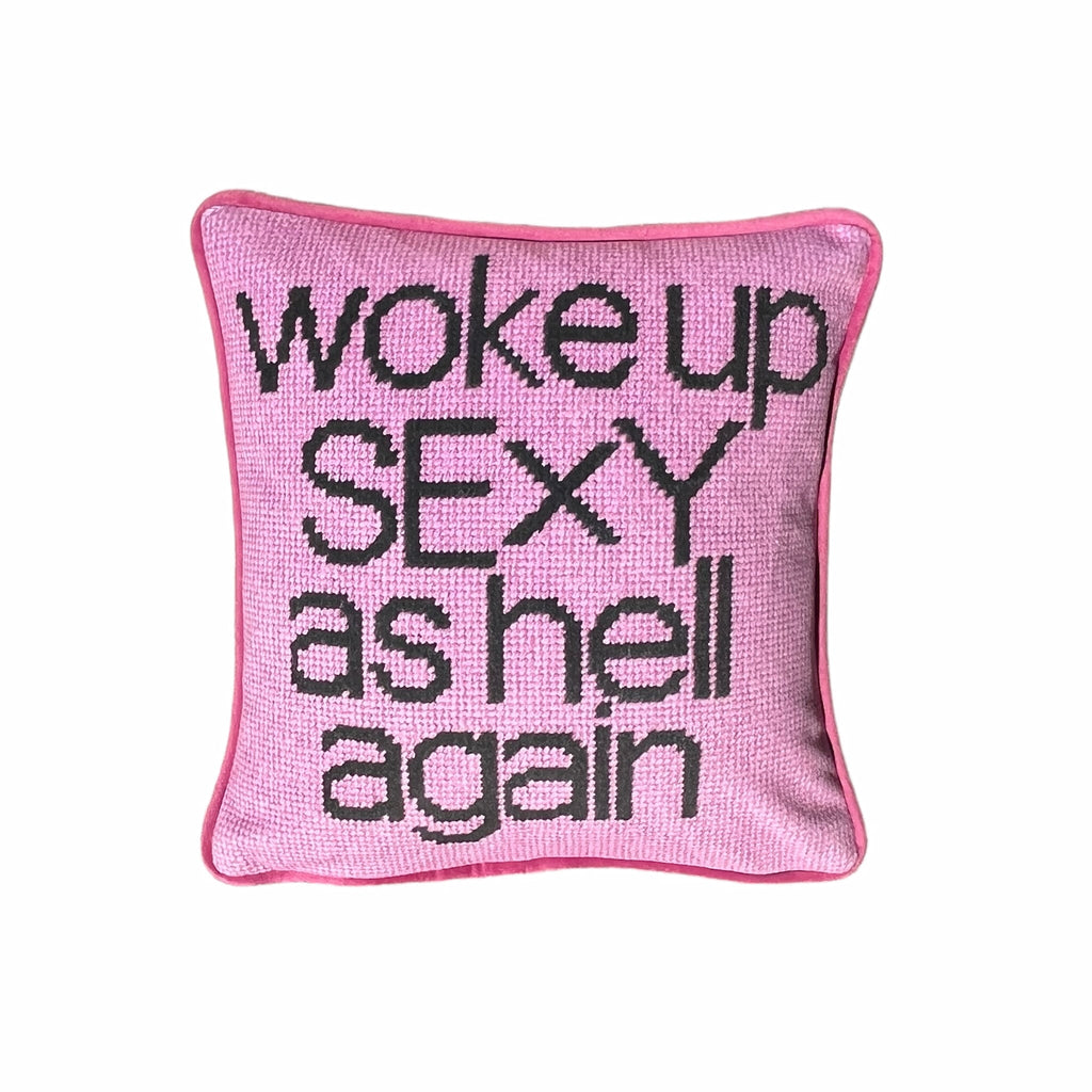 made-to-order pink on pink velvet WOKE UP SEXY AS HELL AGAIN