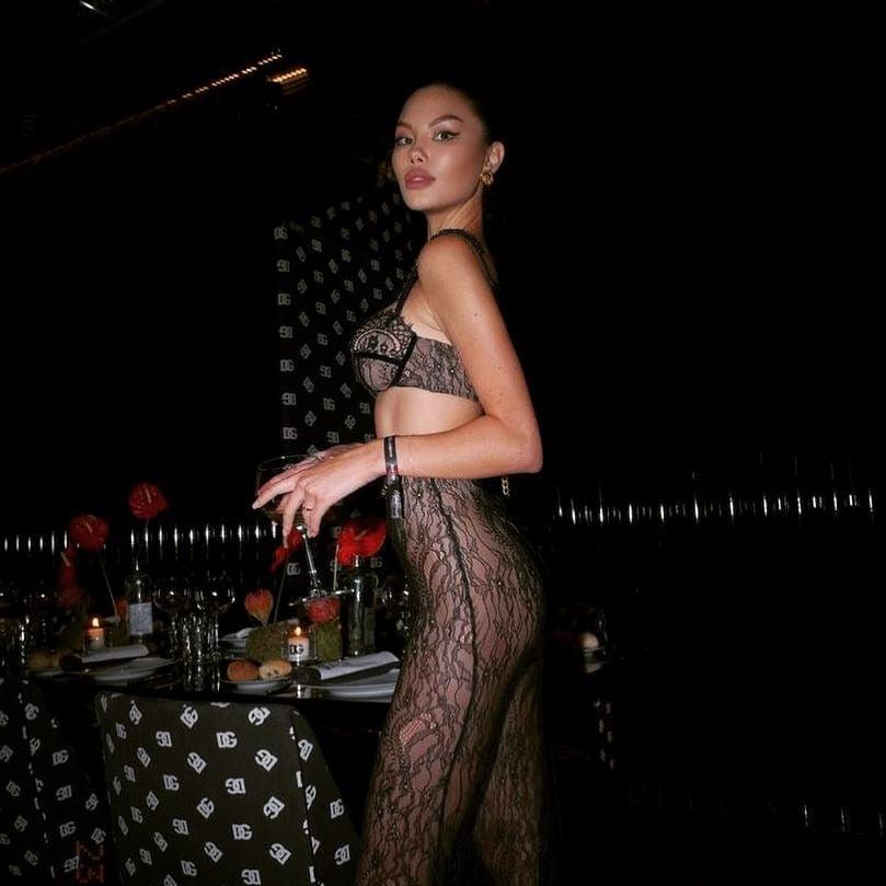Mon Ami Black Lace Maxi Skirt Set