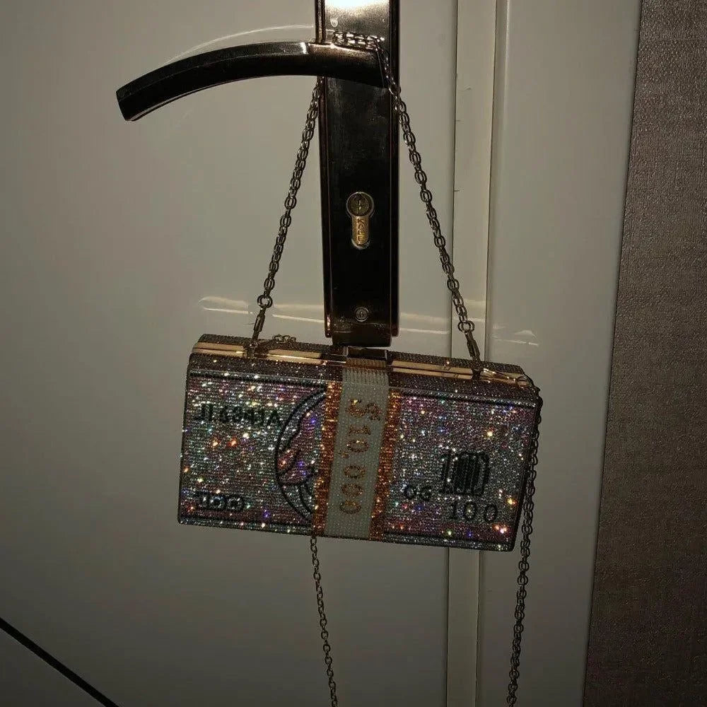 Money On My Mind Rhinestone Sparkle Clutch