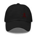 Multiple Myeloma Awareness Dad Hat with Burgundy Ribbon