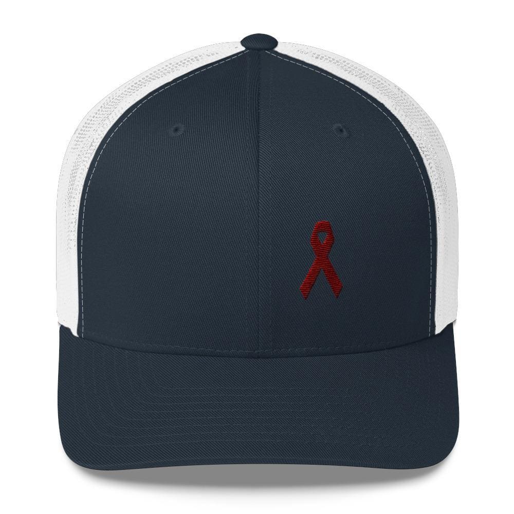 Multiple Myeloma Awareness Hat - Burgundy Ribbon