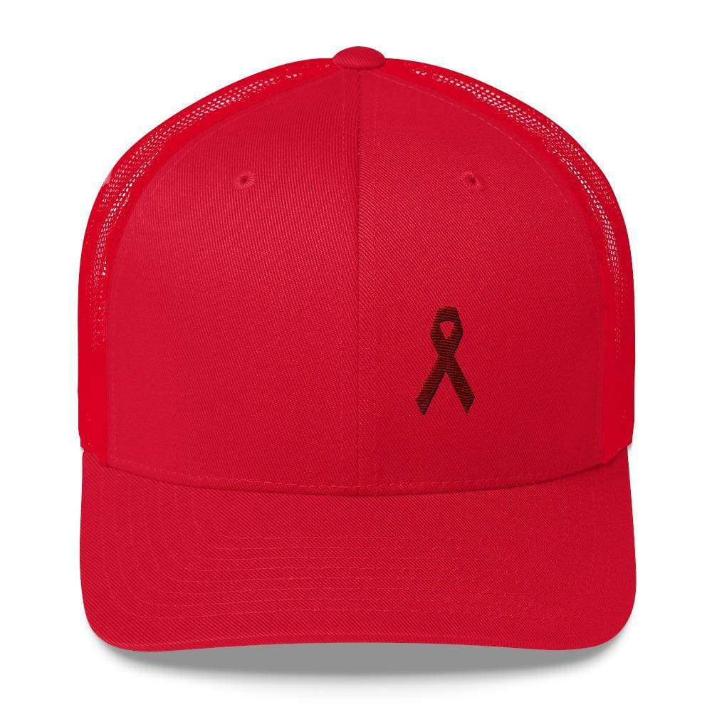 Multiple Myeloma Awareness Hat - Burgundy Ribbon