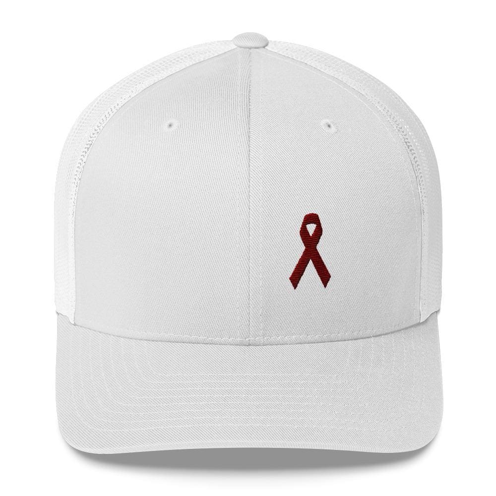 Multiple Myeloma Awareness Hat - Burgundy Ribbon