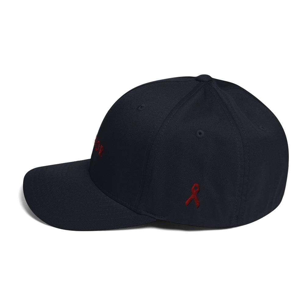 Multiple Myeloma Awareness Twill Fitted Hat - Warrior & Burgundy Ribbon