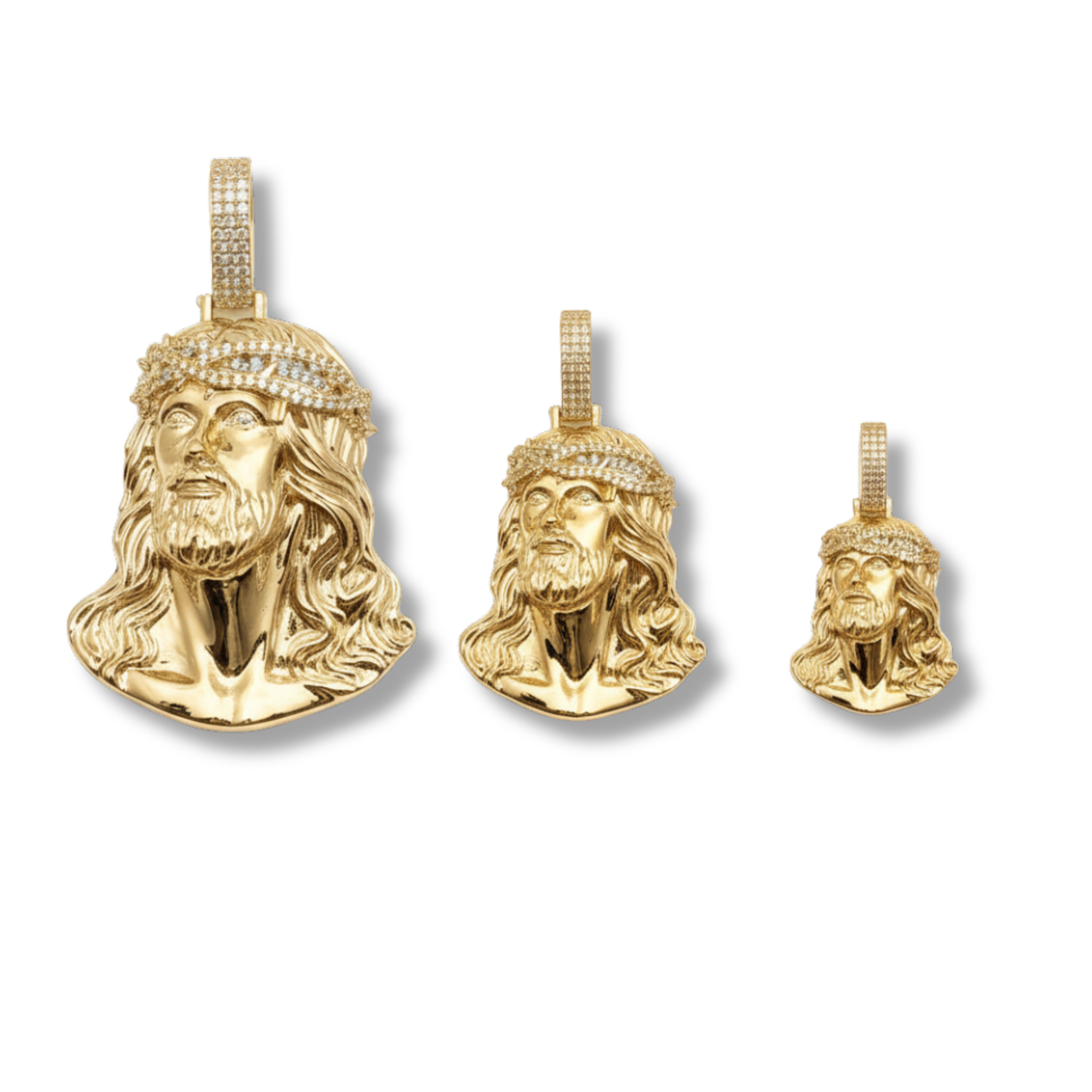 Moissanite Jesus Piece Pendant 925 Sterling Silver in 14K Gold