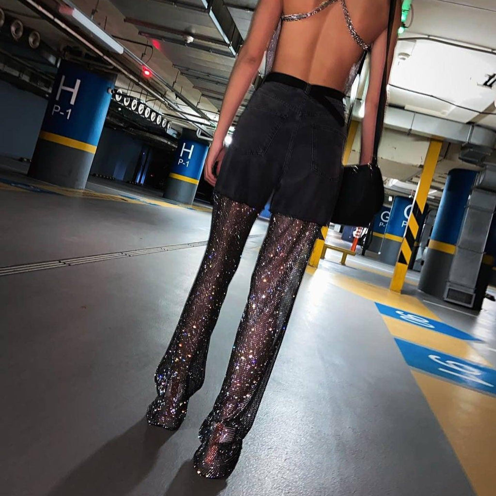 Night Moves Black Diamond Mesh Jeans