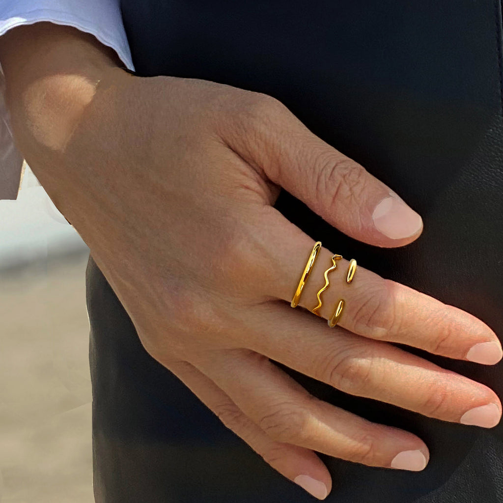 RAMEN NOODLE Wavy Stackable Ring | 18K Gold over Sterling Silver