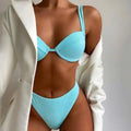 Oceana Rib Underwire High Waisted Light Blue Bikini