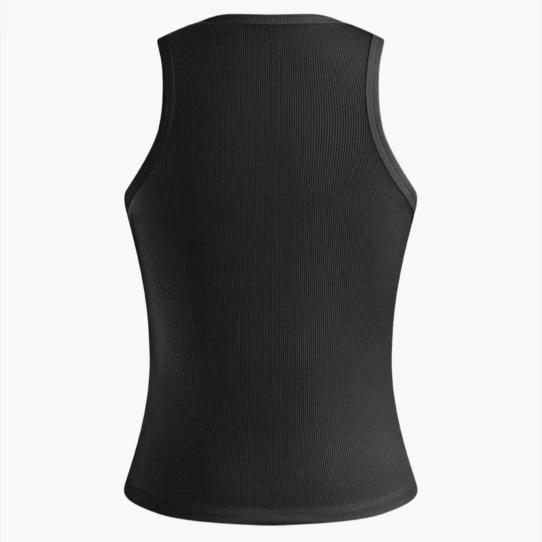 OK Emoji Black Embellished Cotton Tank Top