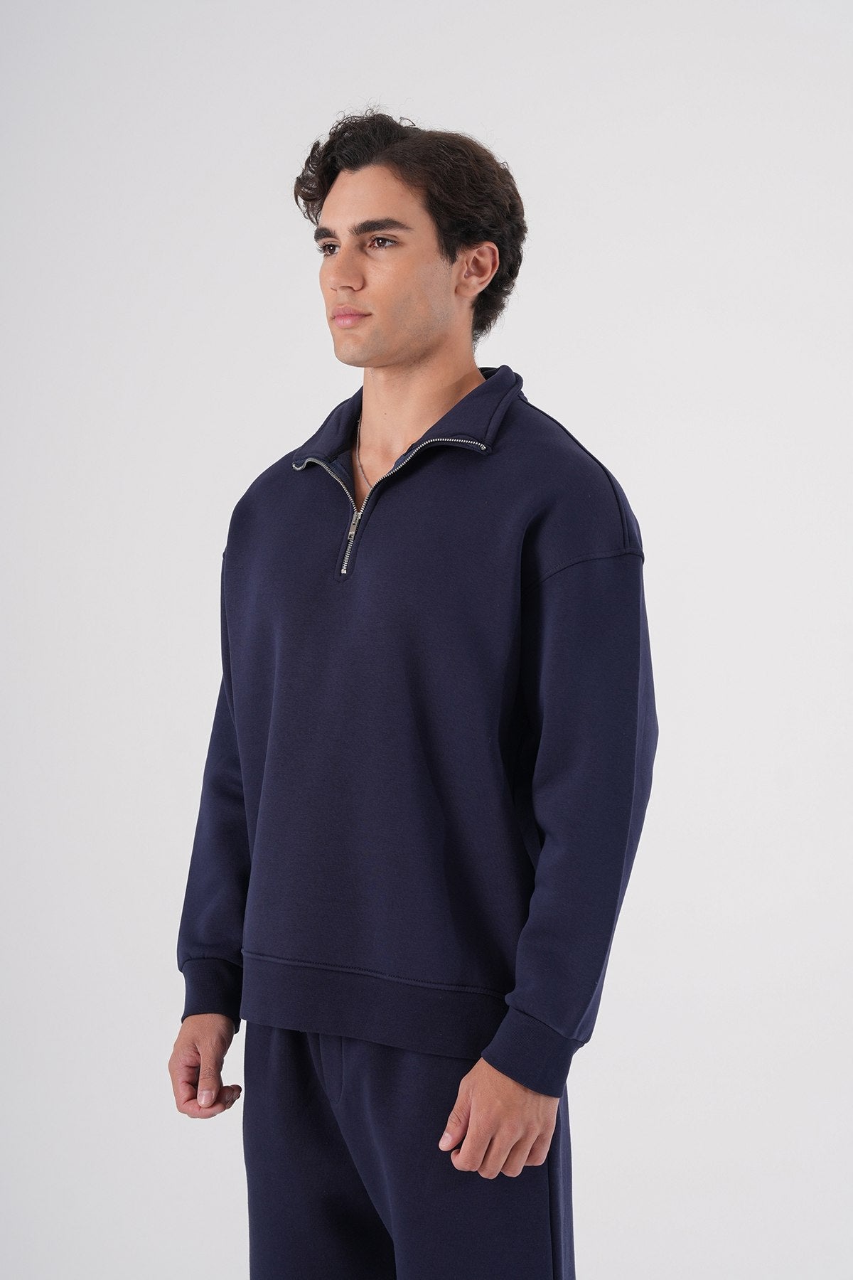 Unisex Oversize Half-Zip Sweatshirt & Baggy Sweatpants Set