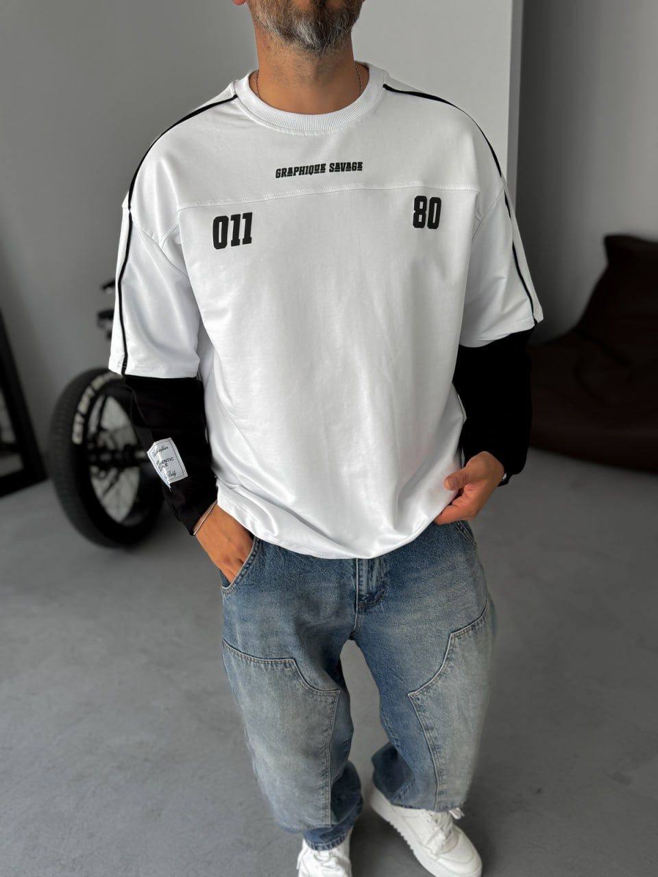 Unisex Graphic Print Oversize T-Shirt - American Football Style