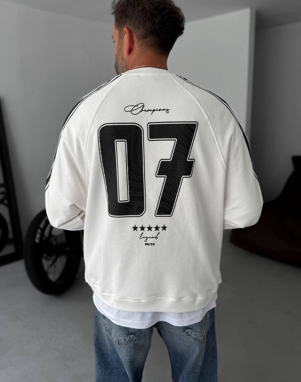 Unisex Oversize Sweatshirt with Varsity Stripes