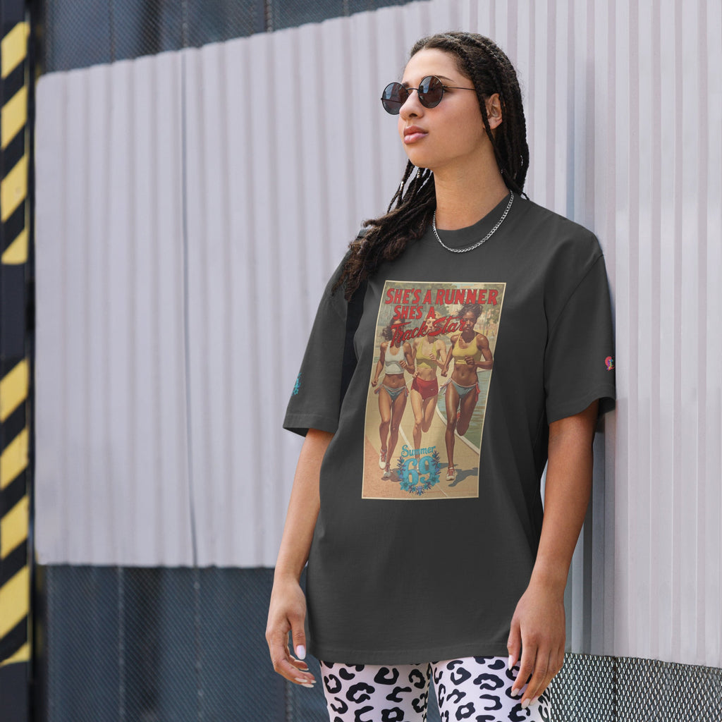 She's a Runner, She's a TrackStar Oversized Faded T-shirt