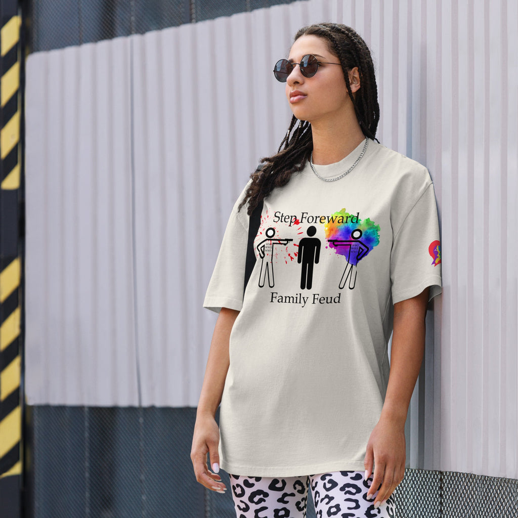 Step Foreword Family Feud Oversized faded t-shirt