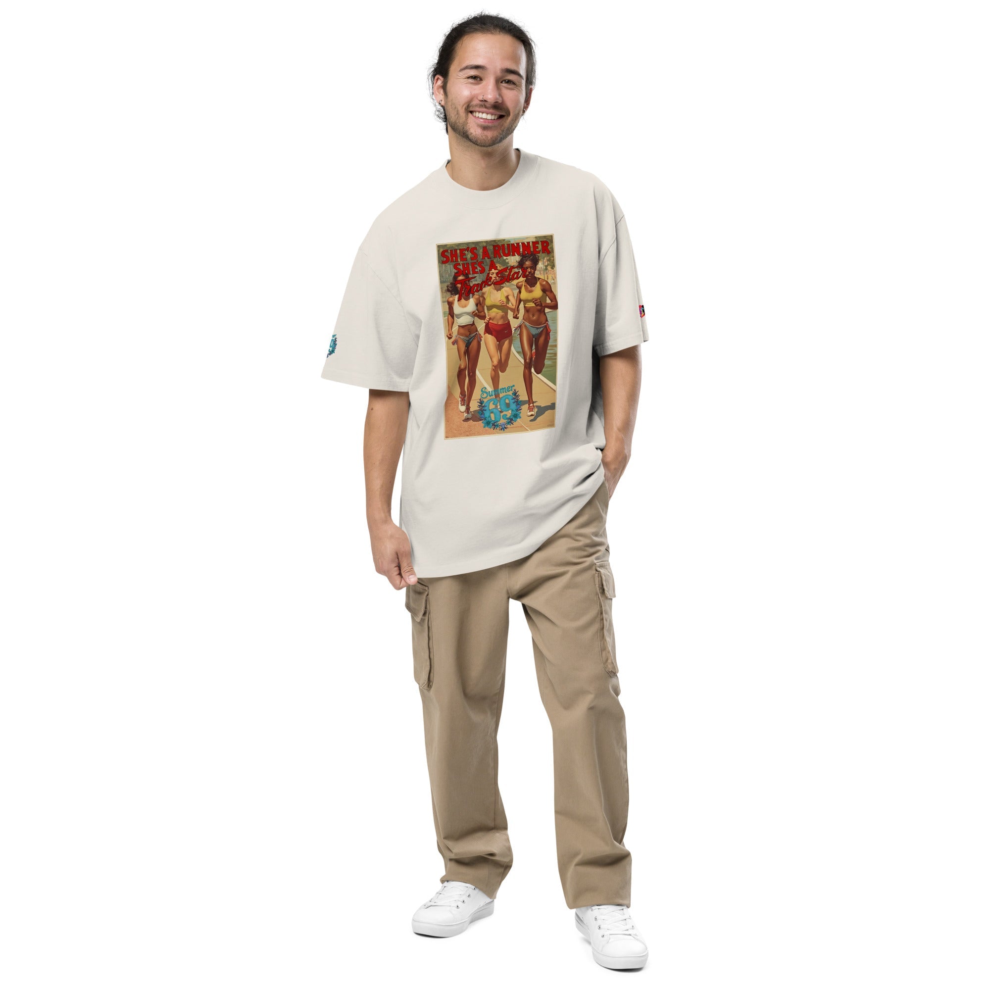 She's a Runner, She's a TrackStar Oversized Faded T-shirt