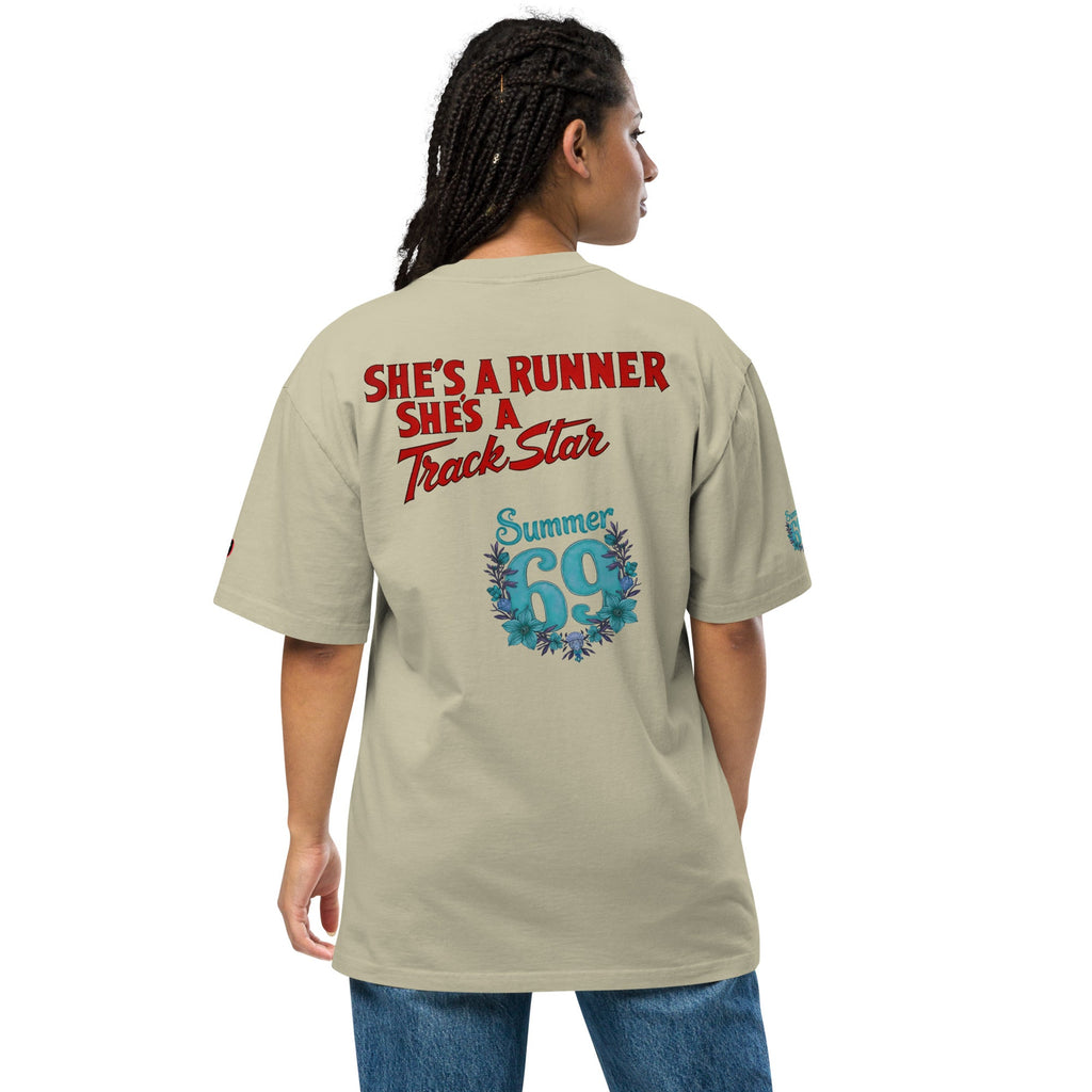 She's a Runner, She's a TrackStar Oversized Faded T-shirt