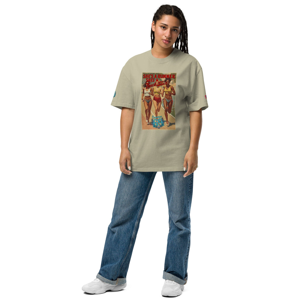She's a Runner, She's a TrackStar Oversized Faded T-shirt