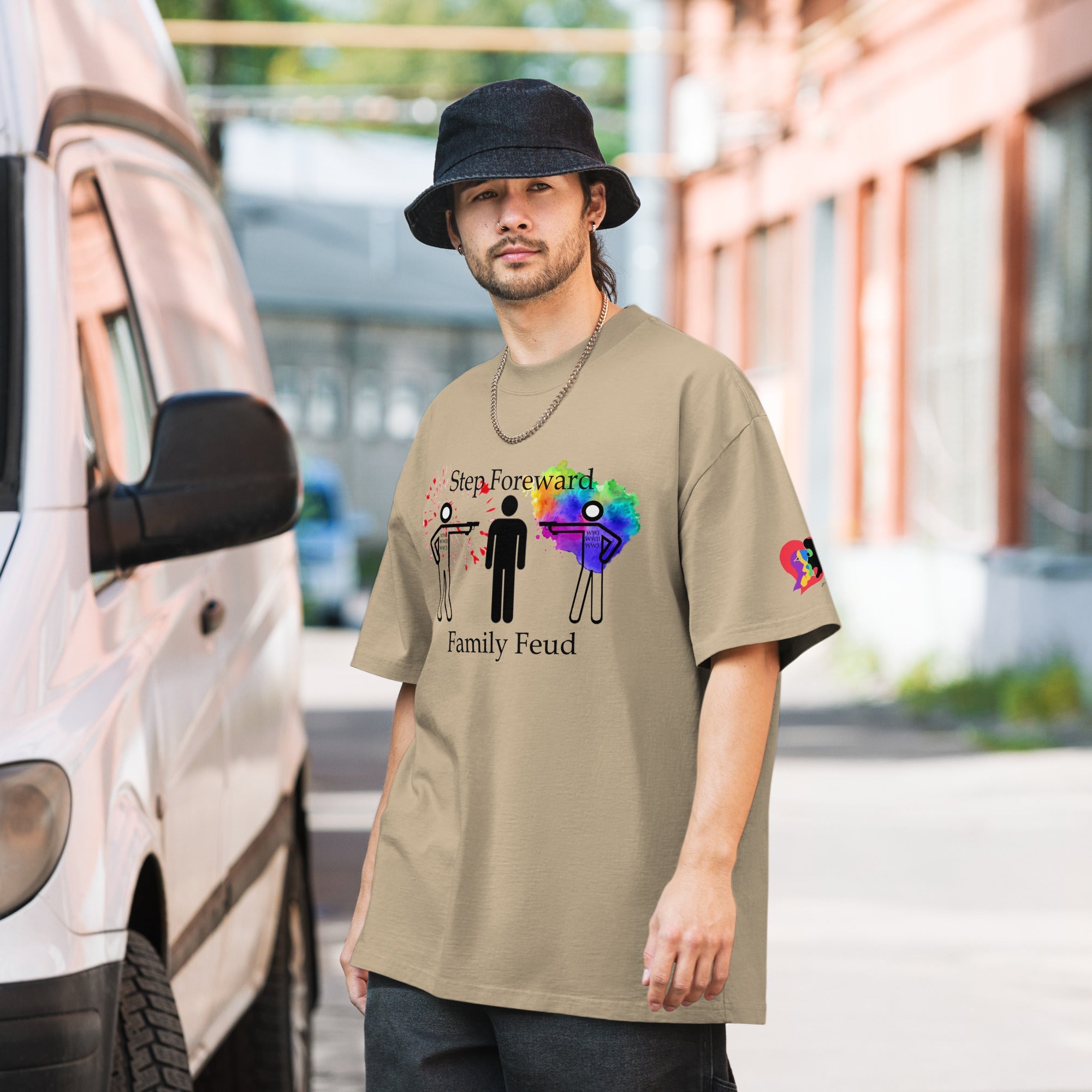 Step Foreword Family Feud Oversized faded t-shirt